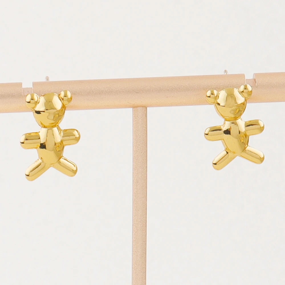 Fashion Jewelry Bear Necklace Cute Women's Jewelry 18k Gold Earring Set Exquisite Design Goth Party Christmas Gift