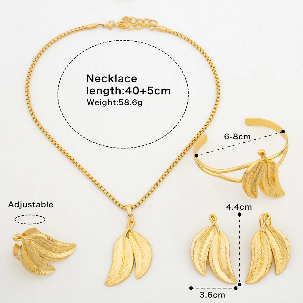 YM Necklace Sets Female Maple Leaf Earrings Autumn Jewelry Accessories Girl Geometric Classic Shell Bangles Rings Charm Chains