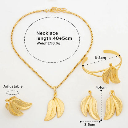 YM Necklace Sets Female Maple Leaf Earrings Autumn Jewelry Accessories Girl Geometric Classic Shell Bangles Rings Charm Chains