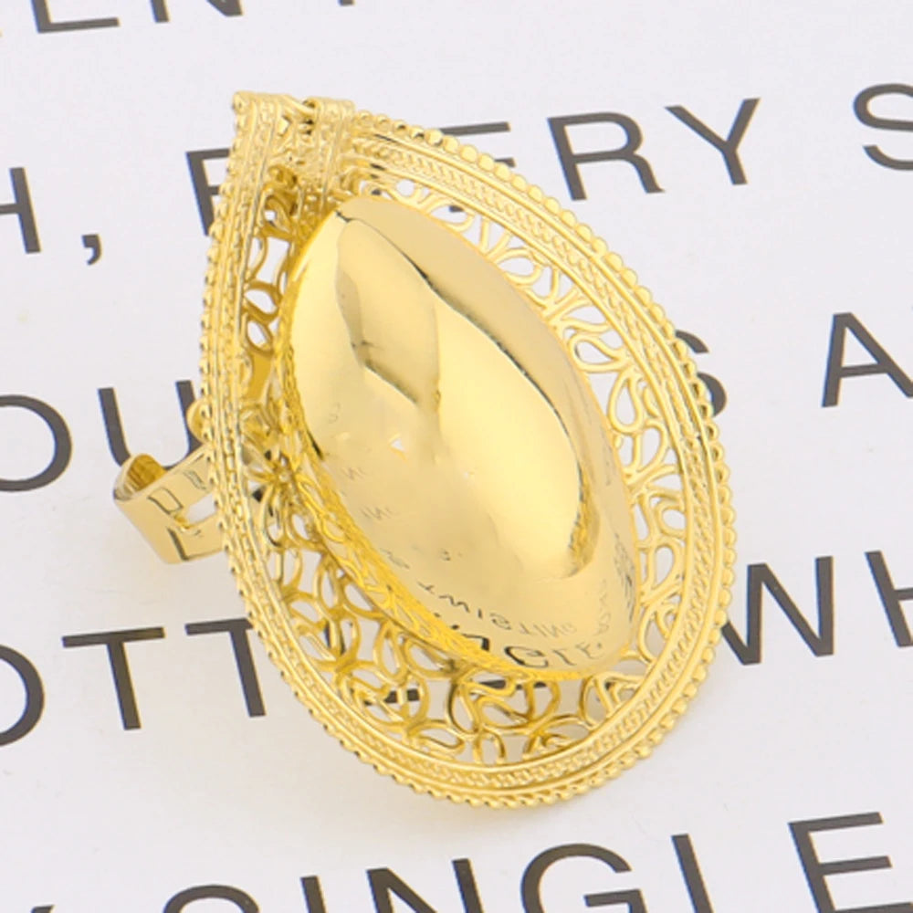 Vintage Gilding 2Pcs Jewelry Sets For Brazil Women Trendy Earrings and Ring Sets Gift For Party Wedding Anniversary Day