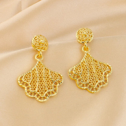 Dubai 24K Gold Color Jewelry Set For Women Necklace Pendant Earrings Rings Wedding Nigeria France Jewelry Set Party Gifts