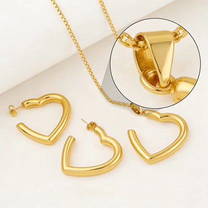 stainless steel heart woman necklace earrings 24K gold-plated jewelry set for women amazigh necklace Gift