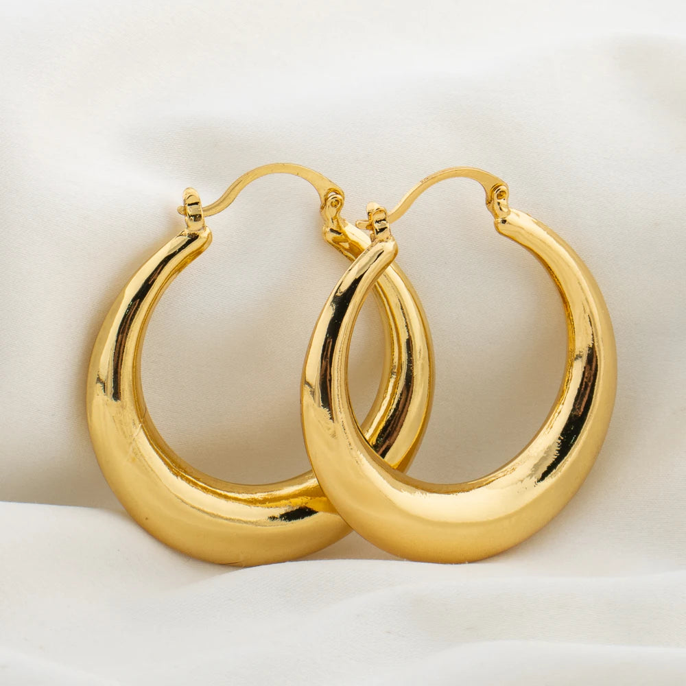 Classic Fashion Earrings Geometric Circle Gold Color Chunky Hoop Earrings for Women Daily Personality Luxury Jewelry Accessories