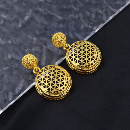 24k gold color dubai luxury jewelry set for Women Necklace Earrings Set Party Accessories Dubai India Africa Gift