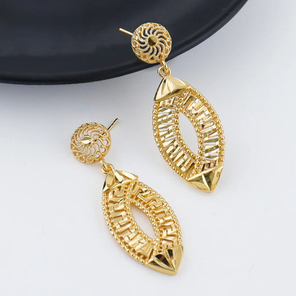 GOLD COLOR JEWELRI 24k gold Plated jewelry set weddings earrings necklace  ring Accessory luxury Party Gifts