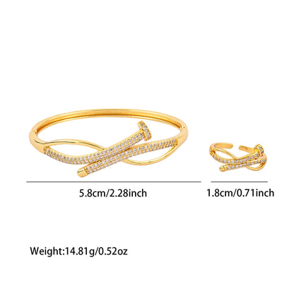 Exquisite Classic Pattern Stainless Steel Gold Color Snake Opening Zirconia Bracelet Women's Jewelry Accessories Summer Gift