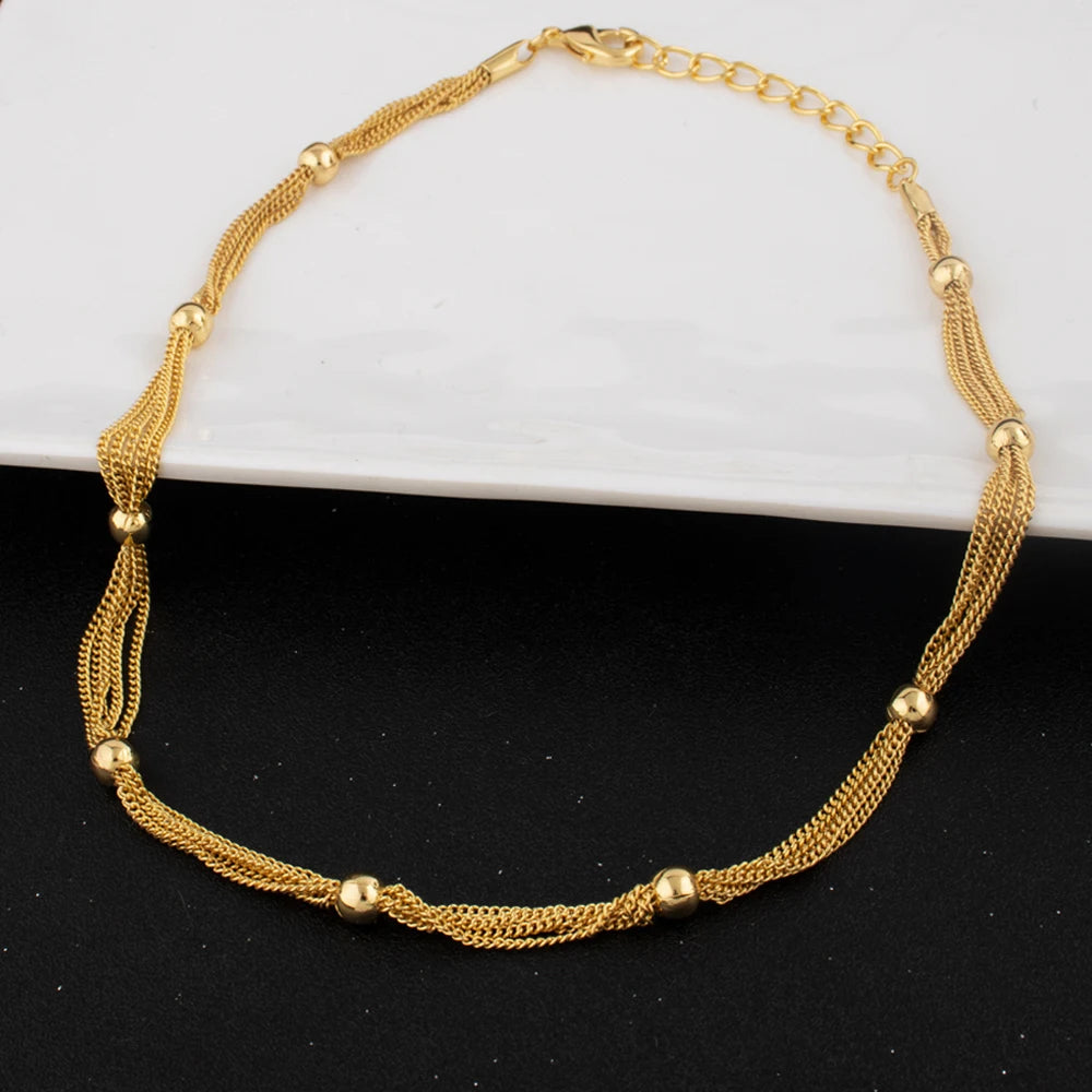 Vintage Earrings Necklace Bangle for Women Dubai Nigeria Beads Tassels Jewelry Set Summer Beach Wear Accessories Party Gift