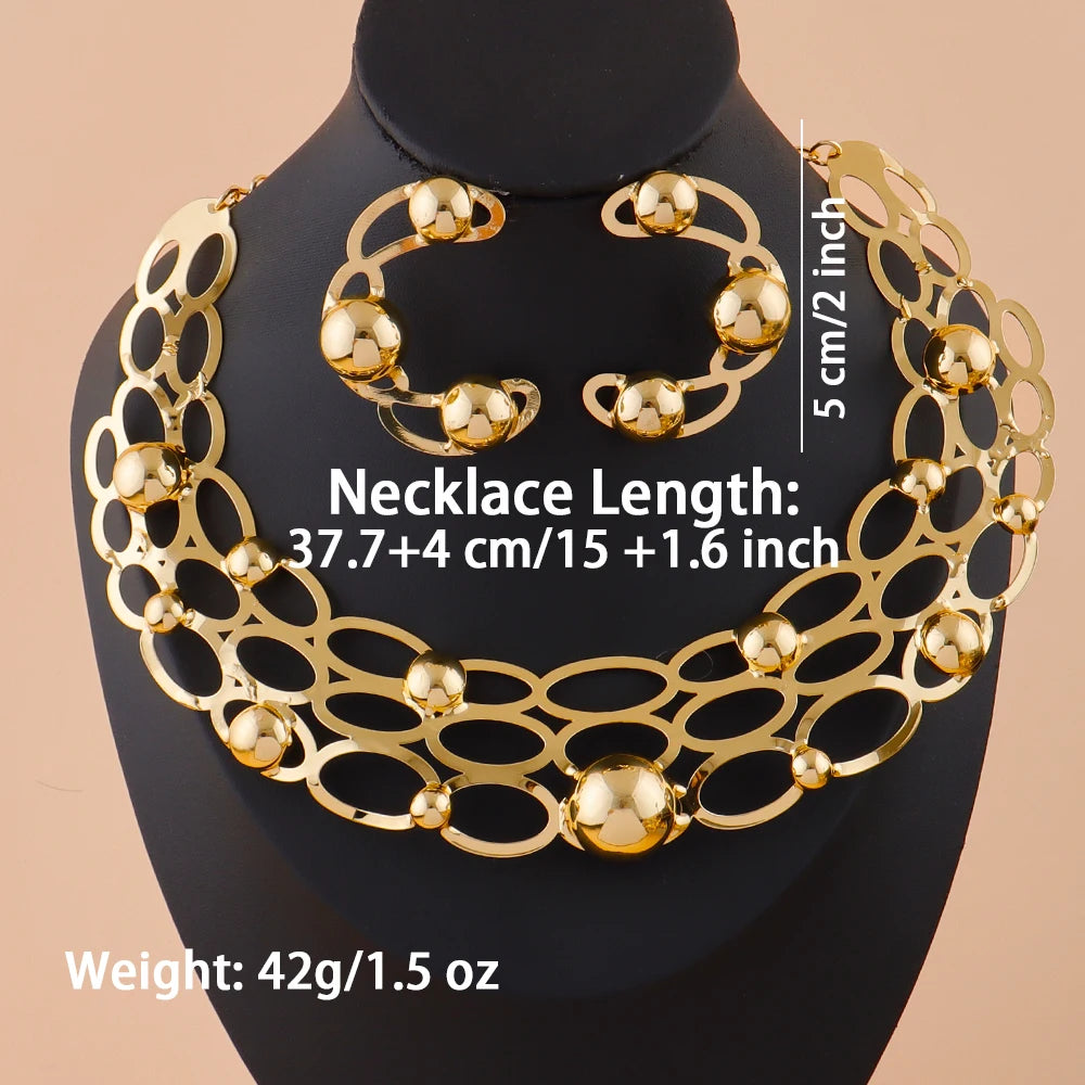 France Luxury Bridal Jewelry Set for Women, Indian Nigerian Wedding Necklace & Earring Gift for Jewellery Woman