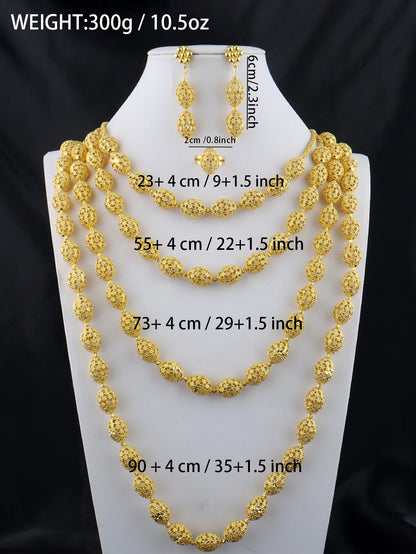 Necklace Earrings Ring Set for Women, Luxury Nigeria Bridal Jewelry Sets, Wedding Party Jewellery Woman Gift