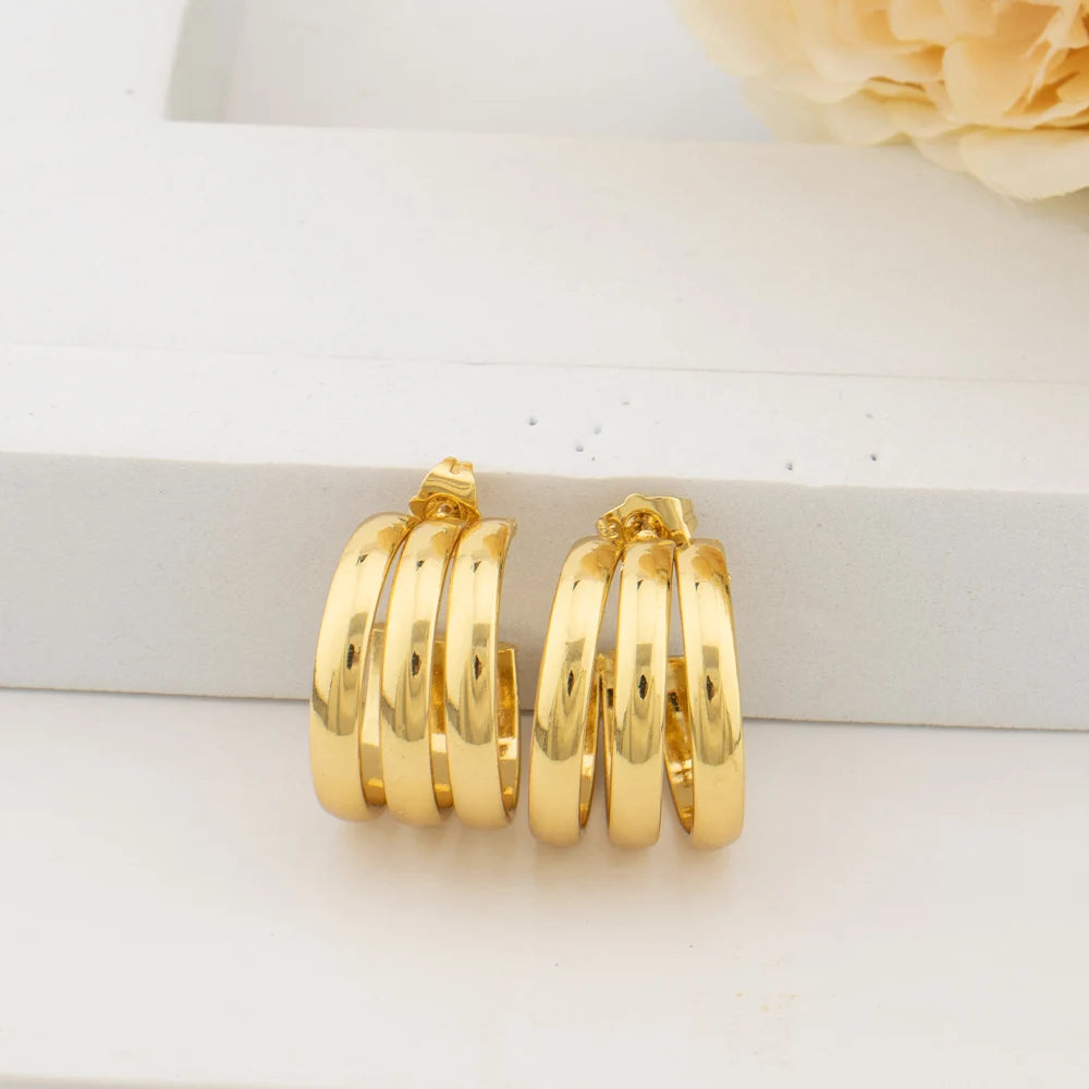Round Big Twist Hoop Earrings Trendy 18K Gold Plated Elegant Earrings for Women Fashion Jewelry Accessories Birthday Party Gift