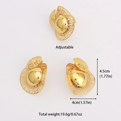 Luxury Noble Wing Shape Earrings Ring for Women Gold Color Personalized Aesthetic Jewelry Set Gift for Party Wedding Accessories