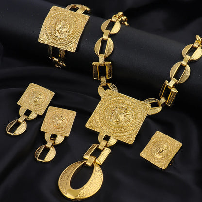 Hot Sale Fashion Ladies Jewelry Set for Women Simple Fashion Jewelry Accessories Face Design Large Square Ring Luxury Gift