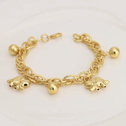 France Animal Flower Pendant Chain Bracelet for Women, Stainless Steel Africa Wedding Party Gift, Trendy Daily Accessor