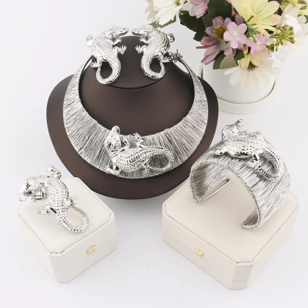 Yueming crocodile necklace earrings vintage personalized for banquet wedding