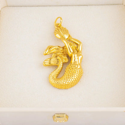 Fashion Mermaid Key Pendant for Women Necklaces Copper Gold Plated Jewelry Accessories Making Component Wholesale