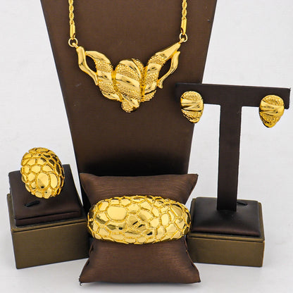 NKLS Dubai Bride Jewelry Set for Women: Honorable Necklace, Earrings, Ring & Bangle Gift for Wedding Party Anniversary