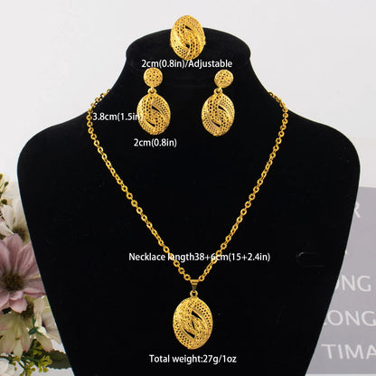 fashion gold jewelry set stainless steel earrings necklaces for women simple Personality gift wedding party Accessories