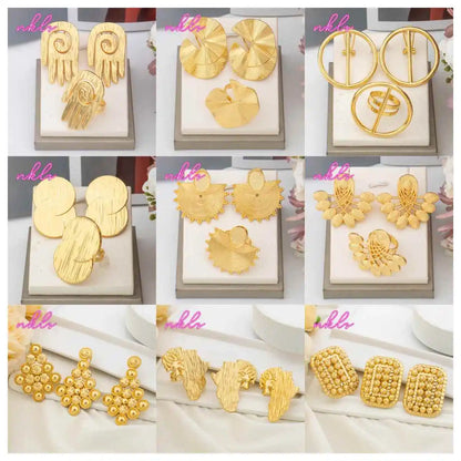 Fashion Gold Color Jewelry Set for Women Nigeria Dubai  Irregular Design Tassel Earrings Multicolour Zircon Ring for Party