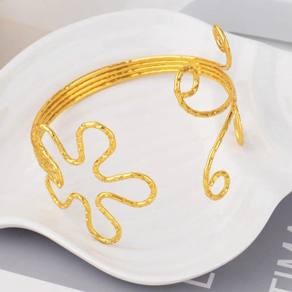 Butterfly Flower Open Armlet Jewelry Set, Greek Goddess Upper Arm Bangle Earrings for Nigerian Women, Simple Party Acce