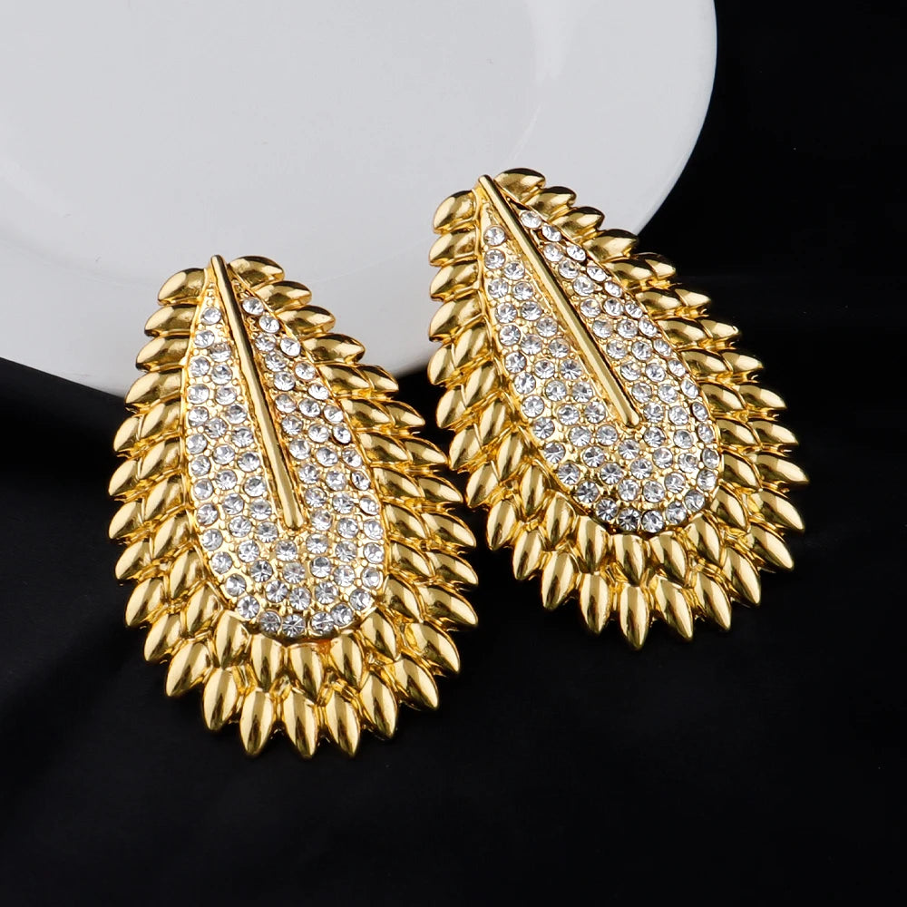 Luxury Africa Dubai Full Zircon Bridal Jewelry Set Necklace Earrings Ring Bracelet for Women Wedding Party Gift Jewellery Woman