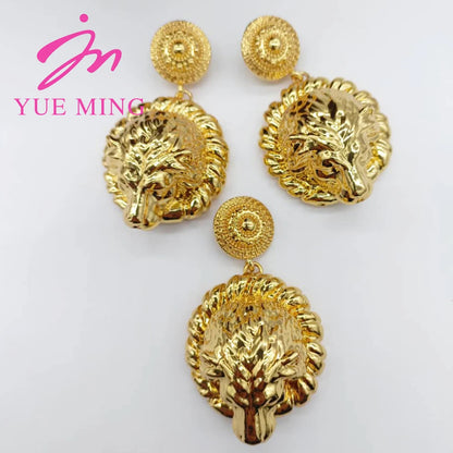 YM Pendant Bold Earrings for Women Dubai 18K Gold Plated Copper Jewelry Sets Africa Luxury Party Wedding Gift Jewelry Accessary - YUEMING JEWELRY