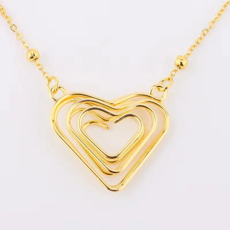 Heart Hollow Earrings & Necklace Set for Women, France Trendy Gift for Party Wedding, Exquisite Jewelry Women Set