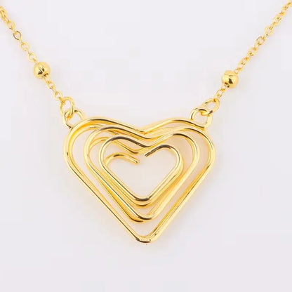 Heart Hollow Earrings & Necklace Set for Women, France Trendy Gift for Party Wedding, Exquisite Jewelry Women Set