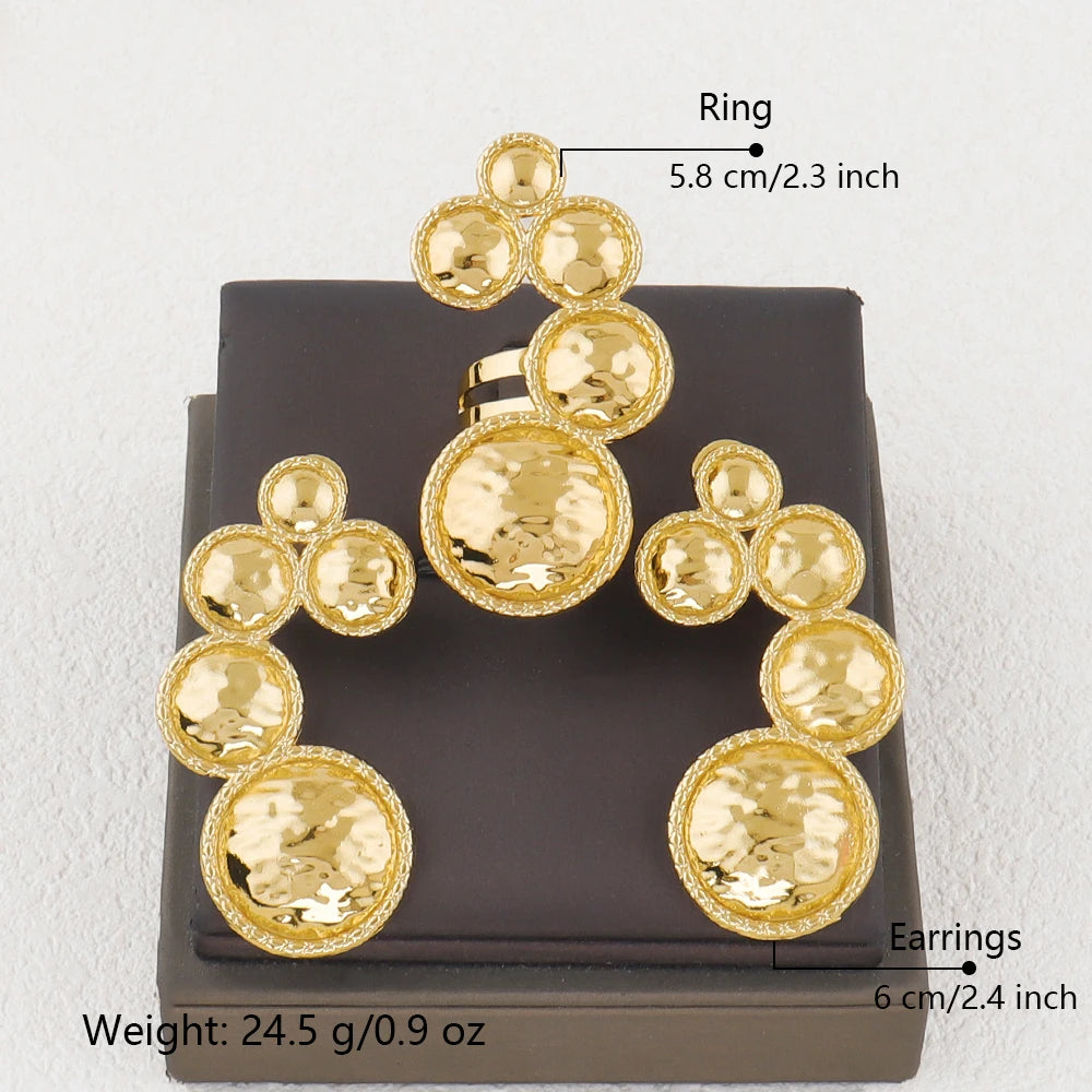 Ladies Luxury Jewelry Clip Earrings Ring 2 Piece Bohemian Earrings Jewelry Set African Bride Engagement Earrings Ring
