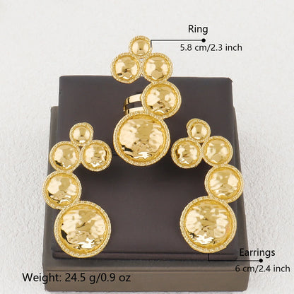 Ladies Luxury Jewelry Clip Earrings Ring 2 Piece Bohemian Earrings Jewelry Set African Bride Engagement Earrings Ring