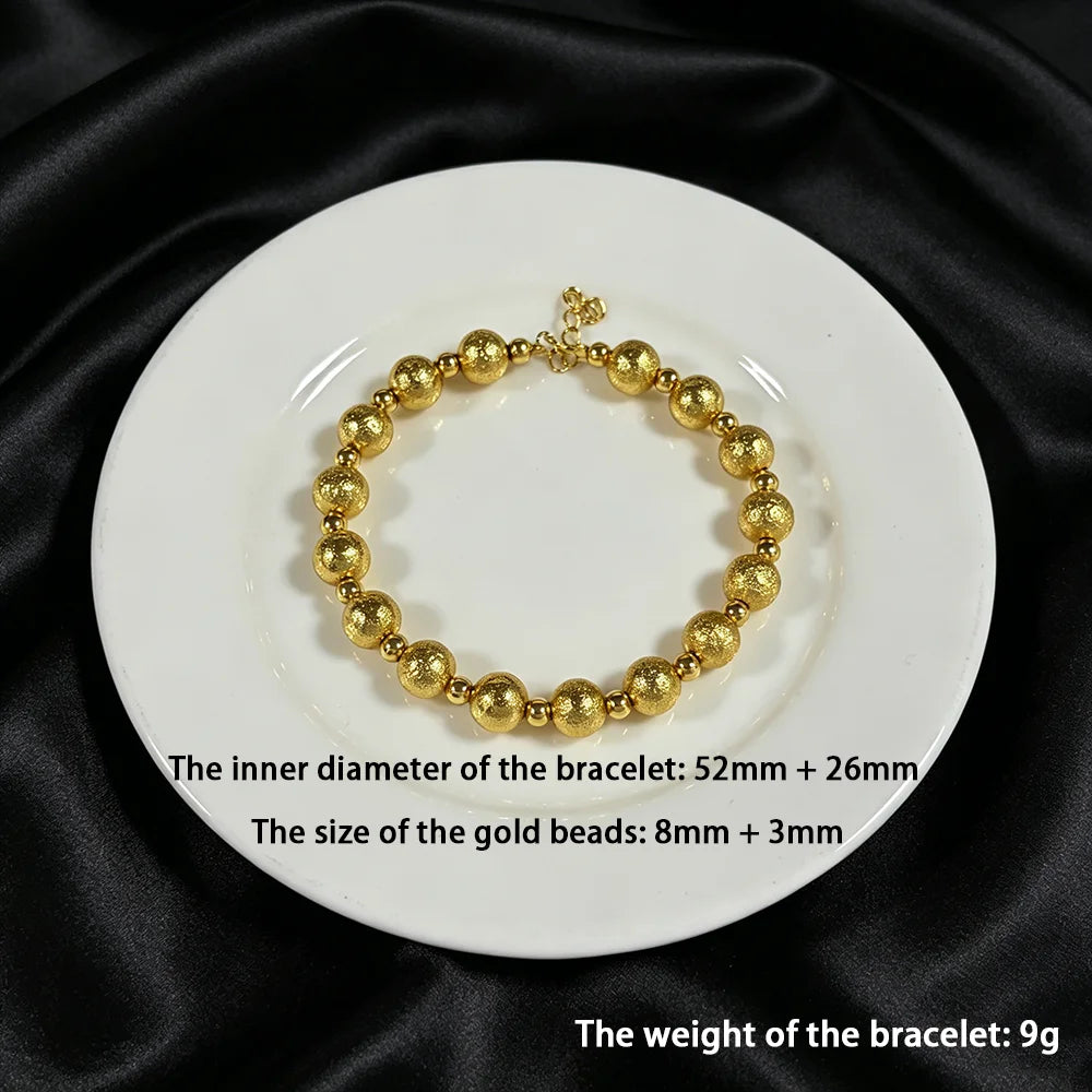 Stainless Steel Beads Bracelets Woman Gold Plated Beaded Bracelet Waterproof Jewelry Daily Wear Party Holiday Jewelry Gifts