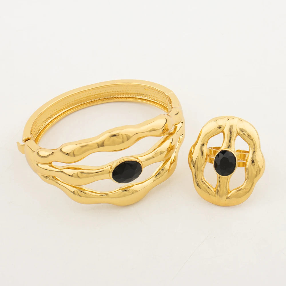 Exquisite Inlaid White Zirconia Bracelet Ring 2 Pieces Fashion Classic Jewelry Sets Banquet Party Birthday Gift Accessories