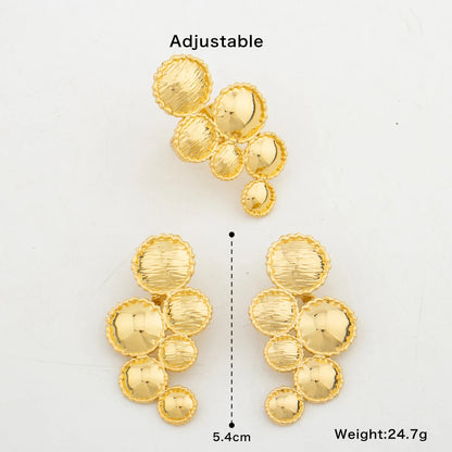 Gold Color Earrings with Ring Jewelry Set for Ladies African Weddings Clip Earrings and Cocktail Ring 2Pcs Set for Daily Wear