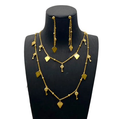 Stainless Steel Earrings Long Chain For Women Gold Plated Jewelry Set Bohemian style Necklace Earrings for Party Wedding Holiday