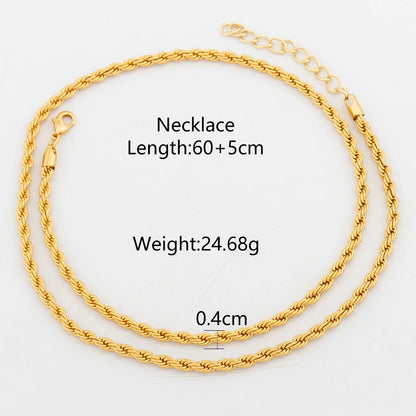 YM Twist Chains 40/60/80CM Copper Necklace 18k Gold Color Link Choker For Women Men Hip Hop Rock Charm Chain Party Jewelry Gifts