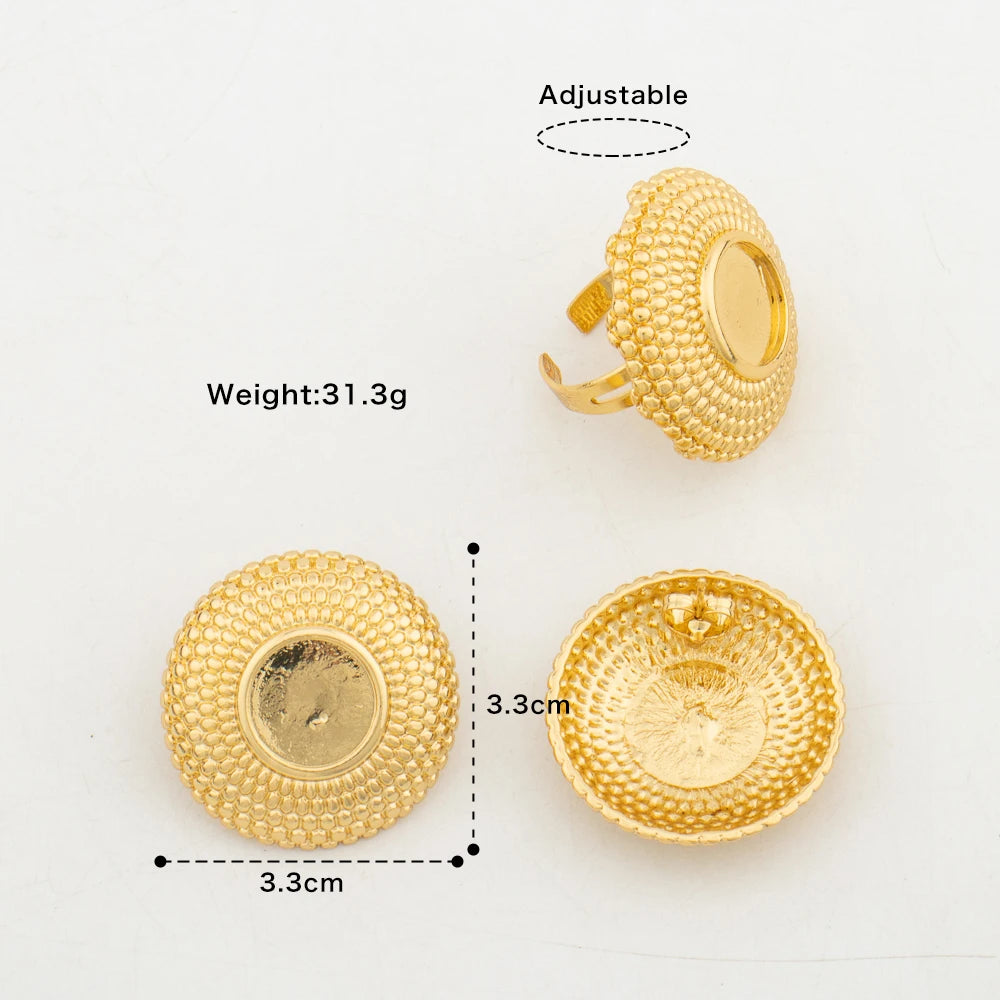 2pcs Jewelry Set For Women Double Round Flower Earrings and Ring Ladies Geometric Earring Holiday Party Gift Jewelry Accessories