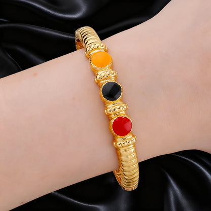 Mid-century  natural stone elastic bracelet, niche EU/US design, adjustable jewelry set for women, stone earring vibe
