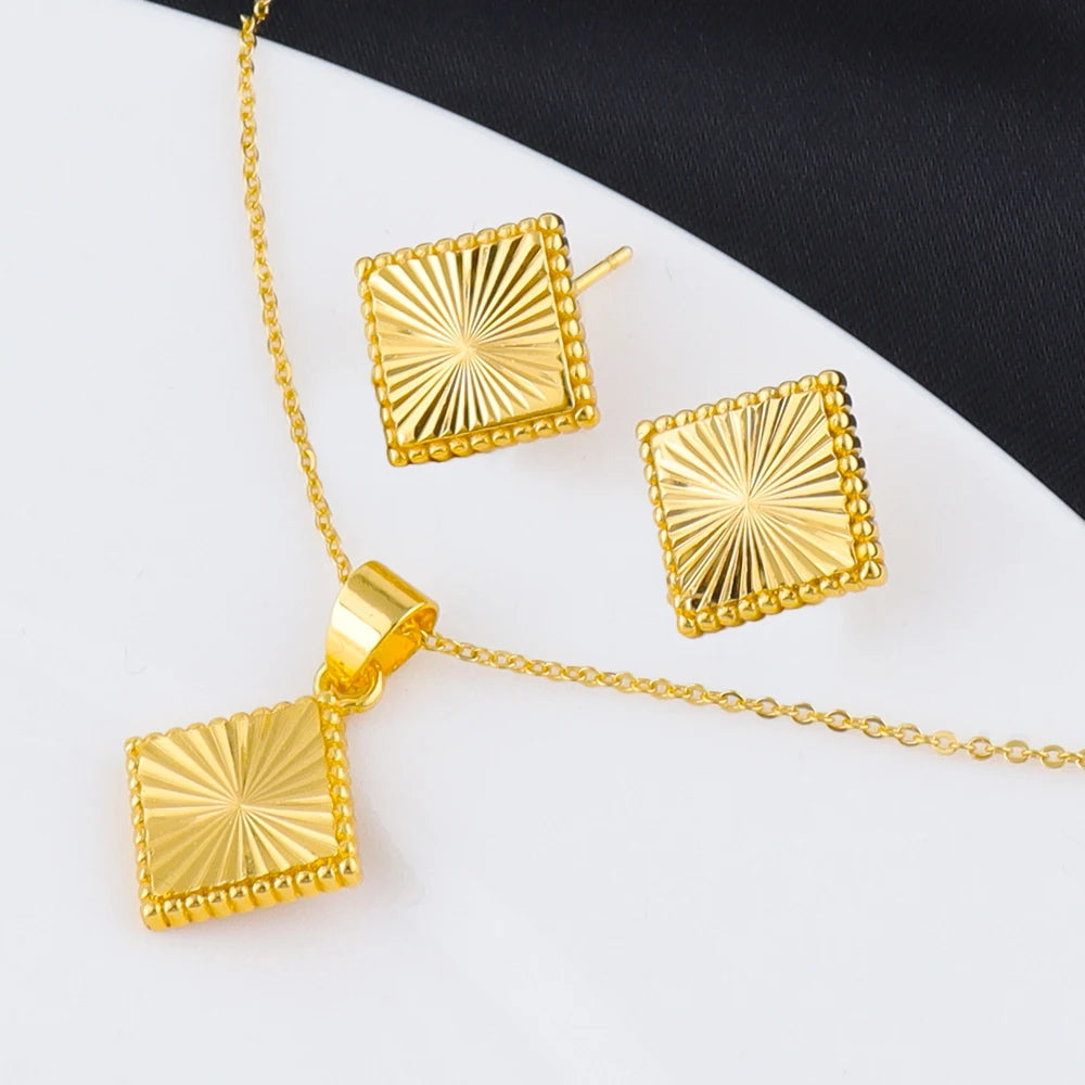 Plated Morocco-America Costume Jewelry Set for Women – Dainty Necklace & Earrings Set for Wedding Party