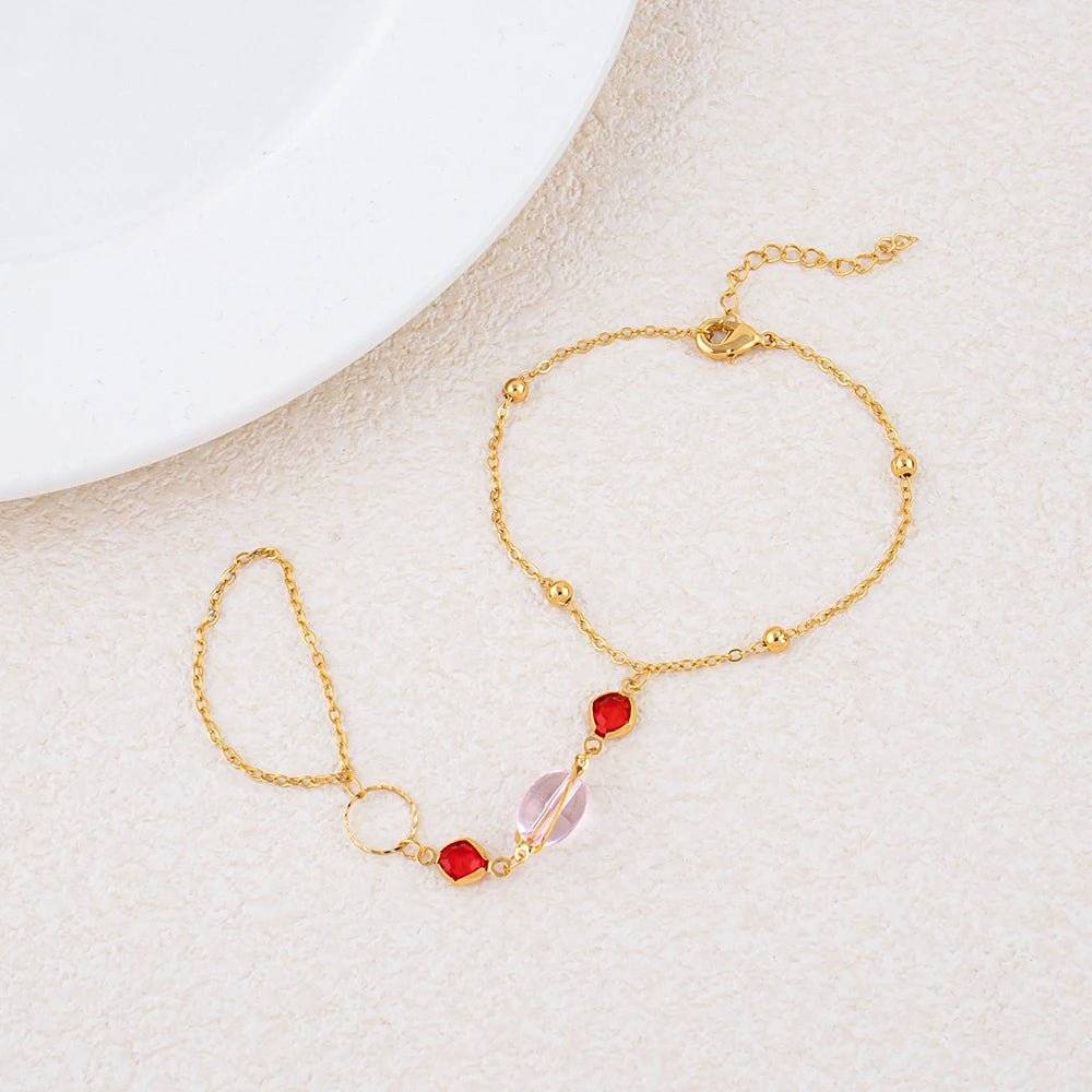 Fashionable Gold Plated Bracelet Women's Link Bracelet Stainless Steel Ring Bracelet, Fashionable Wedding and Party Jewelry