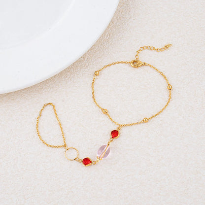 Fashionable Gold Plated Bracelet Women's Link Bracelet Stainless Steel Ring Bracelet, Fashionable Wedding and Party Jewelry