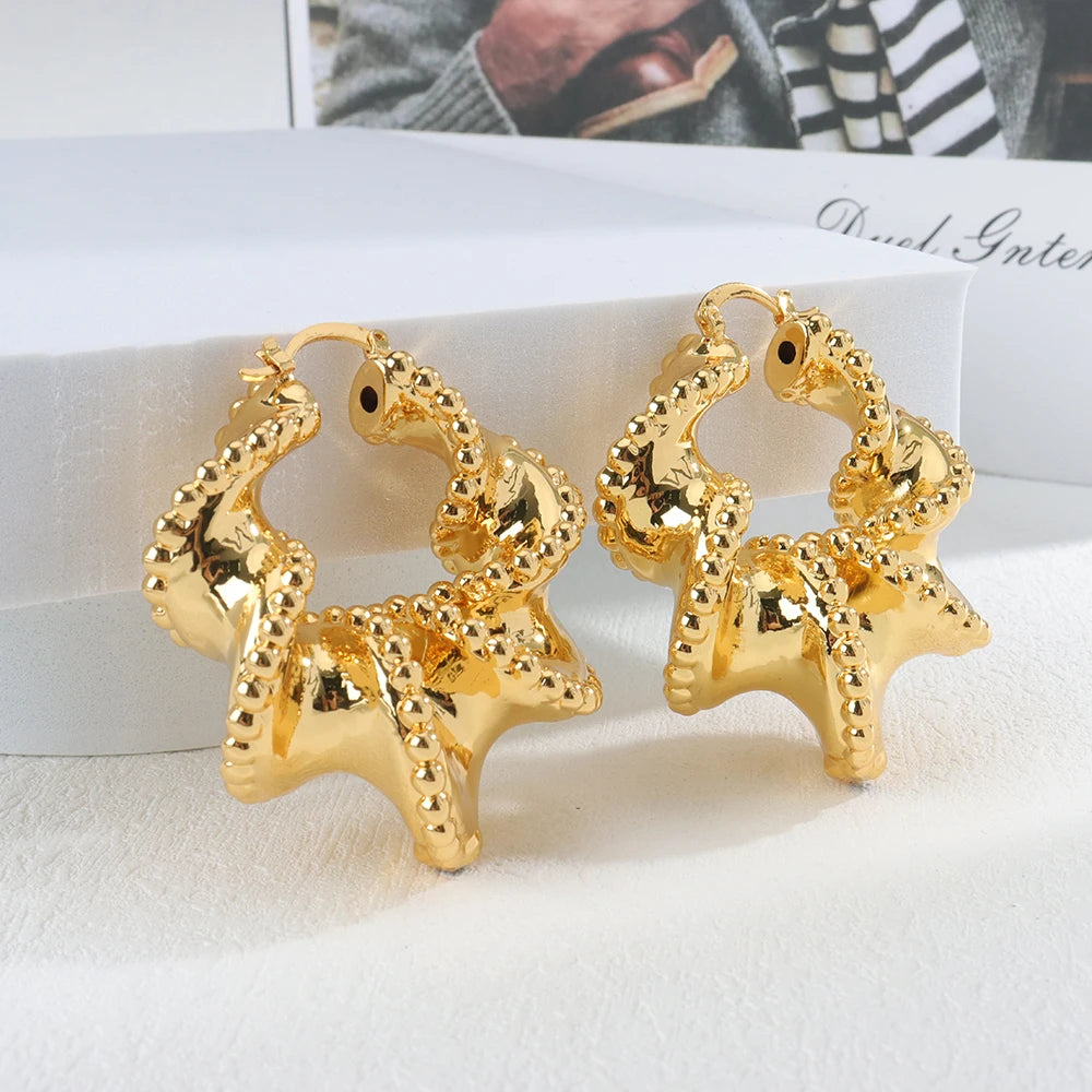 Plated Dubai Hoop Earrings for Bride, 2022 Trend Wedding Jewelry Set, Luxury Hook Earrings & Necklace for Women