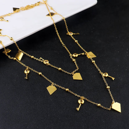 Stainless Steel Earrings Long Chain For Women Gold Plated Jewelry Set Bohemian style Necklace Earrings for Party Wedding Holiday