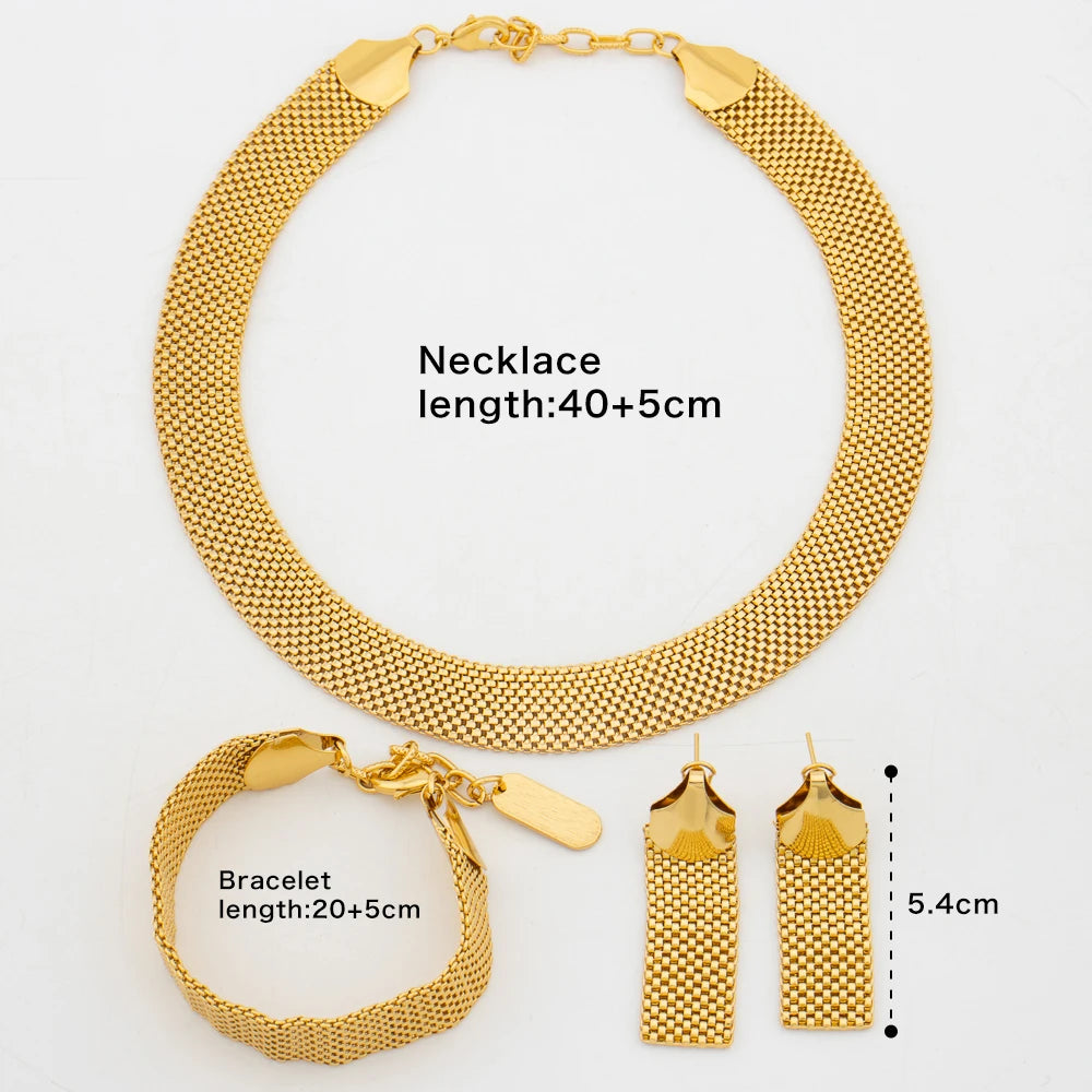 Thick Cuban Chain Jewelry Set for Women – Bold Earrings, Bracelet & Necklace, Punk Party Earring Set Gift