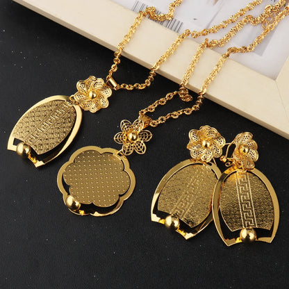 Luxury Delicate Gold Color Necklace and Earrings Set for Women France Nigeria Daily Lightweight Jewelry Gifts for Party Wedding