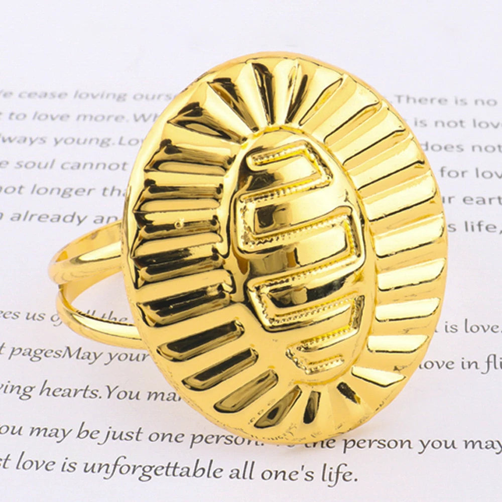 gold jewelry sets for woman Elliptical Bangle Ring necklace and earrings set Trendy Sets Gift For African Party Wedding