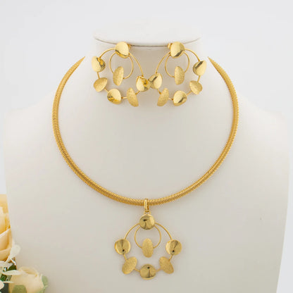 Dubai Jewelry Earrings Pendant African Necklace Sets Luxury Women Party Fashion Jewelry Set Accessories