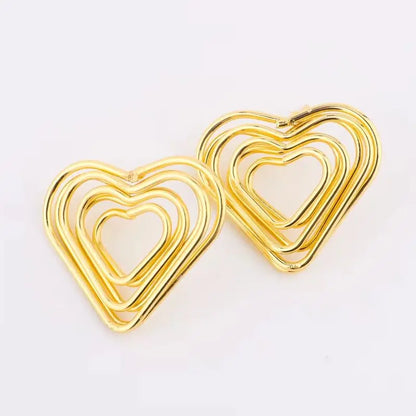 Heart Hollow Earrings & Necklace Set for Women, France Trendy Gift for Party Wedding, Exquisite Jewelry Women Set