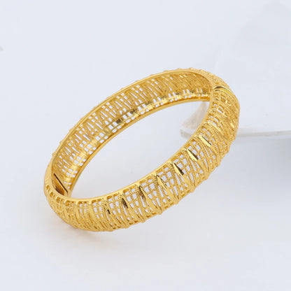 Dubai Turkish Italian Gold Plated Bangles for Women Middle East Hollow out Jewelry Set Wedding Accessory Bridal Jewelry Gifts
