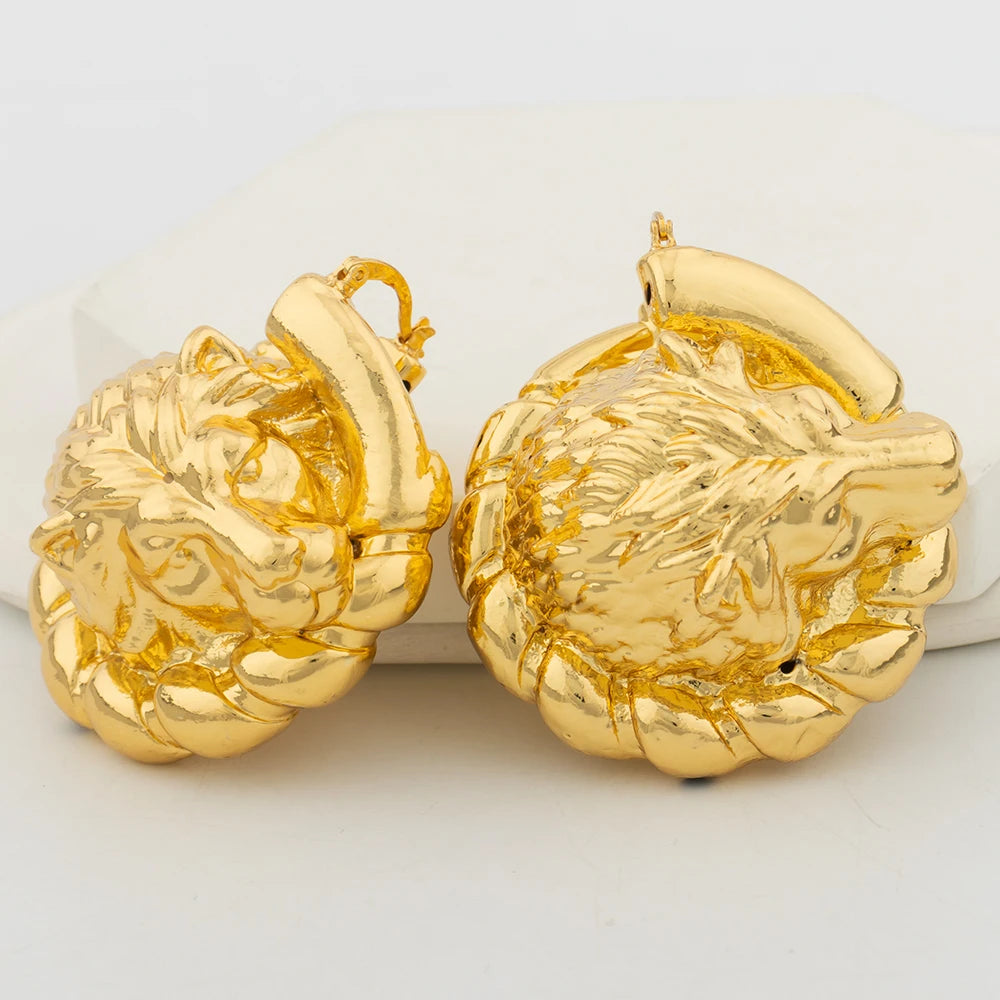 African Hoop Earrings jewelry for woman earrings Gold Color Large Dangle Earrings Dubai Weddings Bridal engagement Earrings