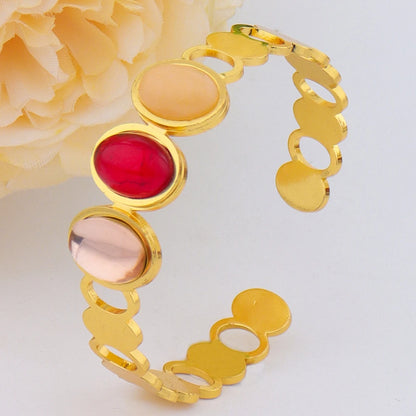 Luxurious High-quality Stainless Steel Gold Color Cuff Bracelet Bangle for Women Gold Plated Waterproof Jewelry Gifts