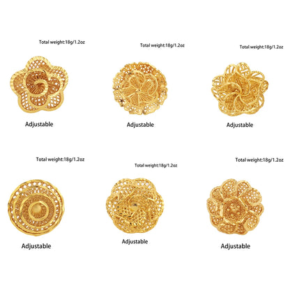 Ethiopia Arab Dubai Gold Plated Rings For Women Resizable 18K Gold Plated Jewelry For Wedding And Party Gifts